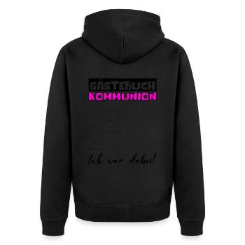 Gästebuch Kommunion Mädchen Jungen Erstkommunion - Unisex Premium Bio Zip Hoodie - Schwarz - Hinten - Nico (187cm)