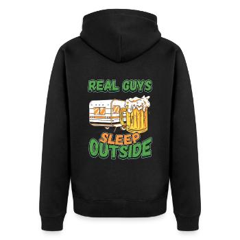 Echte Kerle Schlafen Draußen - Campen Zelten Natur - Unisex Premium Bio Zip Hoodie - Schwarz - Hinten - Nico (187cm)