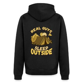 Echte Kerle Schlafen Draußen - Campen Zelten Natur - Unisex Premium Bio Zip Hoodie - Schwarz - Hinten - Nico (187cm)