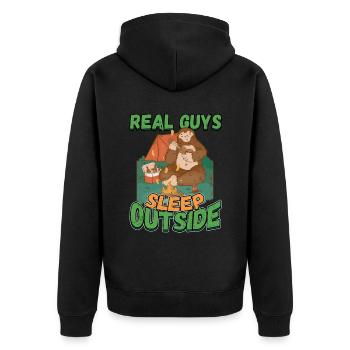 Echte Kerle Schlafen Draußen - Campen Zelten Natur - Unisex Premium Bio Zip Hoodie - Schwarz - Hinten - Nico (187cm)