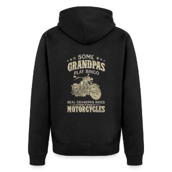 Some Grandpas Play Bingo Real Ride Motorcycle - Unisex Premium Bio Zip Hoodie - Schwarz - Hinten - Nico (187cm)