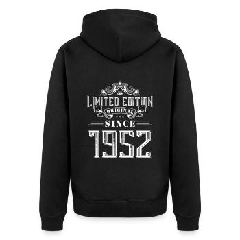 1952 limited edition - Unisex Premium Organic Zip Hoodie - black - Back - Nico (187cm)