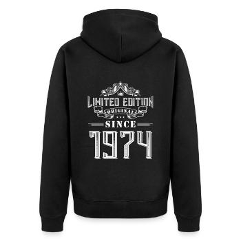 Édition limitée 1974 - Veste à capuche bio Premium Unisexe - noir - Dos - Nico (187cm)