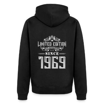 1969 limited edition - Unisex Premium Organic Zip Hoodie - black - Back - Nico (187cm)