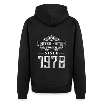 1978 limited edition - Unisex Premium Organic Zip Hoodie - black - Back - Nico (187cm)