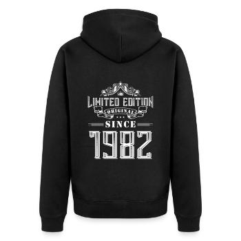 1982 limited edition - Unisex Premium Organic Zip Hoodie - black - Back - Nico (187cm)