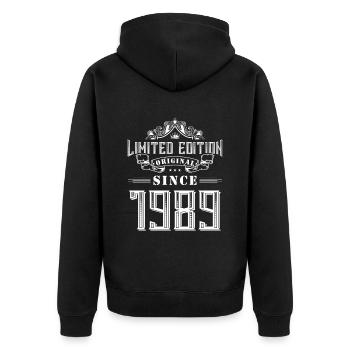 Édition limitée 1989 - Veste à capuche bio Premium Unisexe - noir - Dos - Nico (187cm)