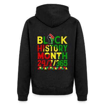 Mois de l’histoire des Noirs Histoire des Noirs Américain - Veste à capuche bio Premium Unisexe - noir - Dos - Nico (187cm)