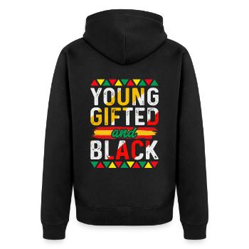 Black History Month Black History American - Unisex Premium Bio Zip Hoodie - Schwarz - Hinten - Nico (187cm)