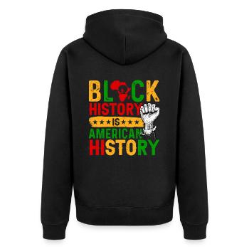 Black History Month Black History American - Unisex Premium Bio Zip Hoodie - Schwarz - Hinten - Nico (187cm)