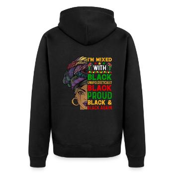 Black History Month Black History American - Unisex Premium Bio Zip Hoodie - Schwarz - Hinten - Nico (187cm)