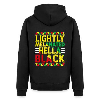 Black History Month Black History American - Unisex Premium Bio Zip Hoodie - Schwarz - Hinten - Nico (187cm)