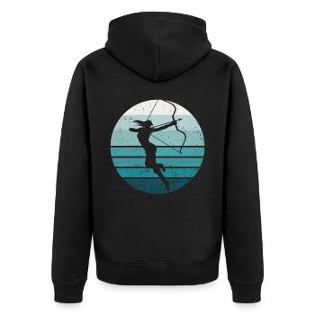 Archery Bow Archer Girl Retro - Unisex Premium Organic Zip Hoodie - black - Back - Nico (187cm)