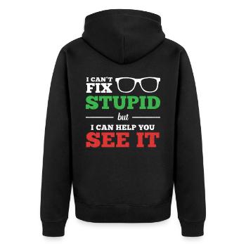 Optometrist Optometrie Augenarzt - Unisex Premium Bio Zip Hoodie - Schwarz - Hinten - Nico (187cm)