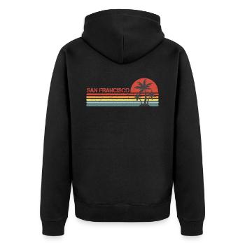 San Francisco California vintage retro - Unisex Premium Organic Zip Hoodie - black - Back - Nico (187cm)