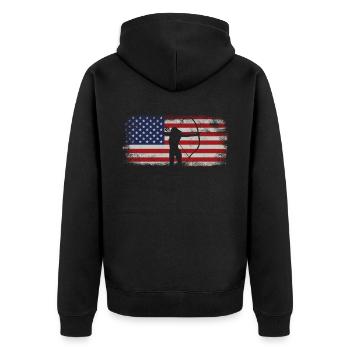 Archery Bow Archer Girl Usa - Unisex Premium Organic Zip Hoodie - black - Back - Nico (187cm)