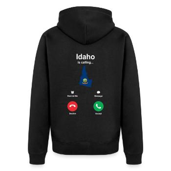 Idaho - Unisex Premium Organic Zip Hoodie - black - Back - Nico (187cm)