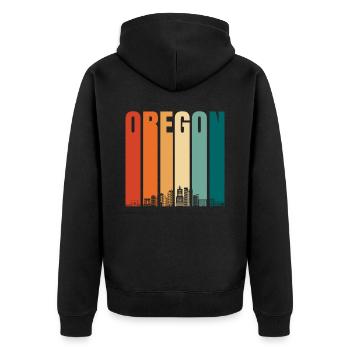 Oregon - Unisex Premium Organic Zip Hoodie - black - Back - Nico (187cm)