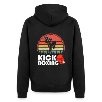 Retro Kickboxer Vintage Kickboxing Fighter MMA - Unisex Premium Organic Zip Hoodie - black - Back - Nico (187cm)