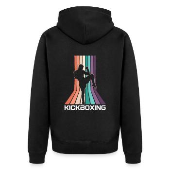 Vintage Kickboxer Retro Kickboxing Fighter MMA - Unisex Premium Organic Zip Hoodie - black - Back - Nico (187cm)