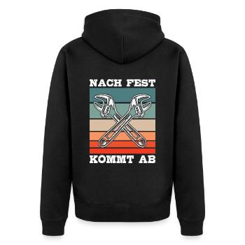 Handwerker Nach Fest Kommt Ab KFZ Mechaniker - Unisex Premium Bio Zip Hoodie - Schwarz - Hinten - Nico (187cm)