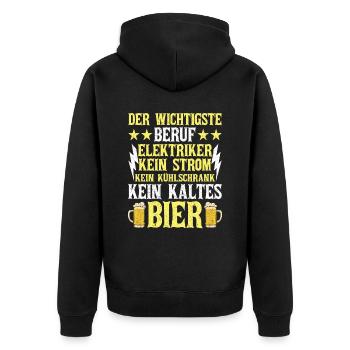 Elektriker kein Strom kein kaltes Bier Elektriker - Unisex Premium Bio Zip Hoodie - Schwarz - Hinten - Nico (187cm)