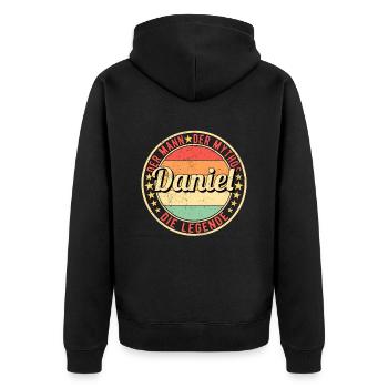 Daniel Der Mann Der Mythos Die Legende - Unisex Premium Bio Zip Hoodie - Schwarz - Hinten - Nico (187cm)