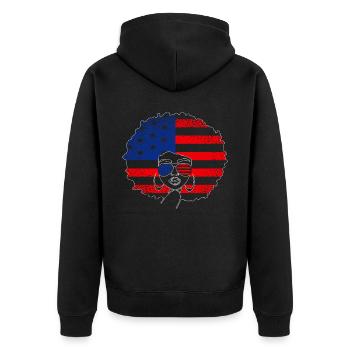 Patriotische afroamerikanische Frau 4. Juli - Unisex Premium Bio Zip Hoodie - Schwarz - Hinten - Nico (187cm)