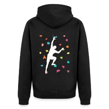 Freies Klettern Bouldern - Unisex Premium Bio Zip Hoodie - Schwarz - Hinten - Nico (187cm)