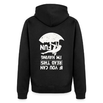 Fun Climbing Joke Bouldering - Unisex Premium Organic Zip Hoodie - black - Back - Nico (187cm)