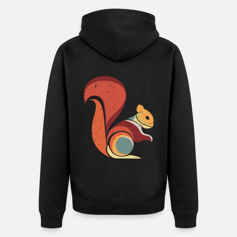 Animal rongeur écureuil rétro - Veste à capuche bio Premium Unisexe - noir