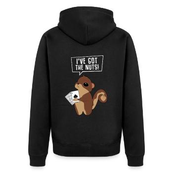 Poker Eichhörnchen Nagetier Tier - Unisex Premium Bio Zip Hoodie - Schwarz - Hinten - Nico (187cm)