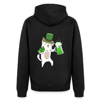 Chat buveur de bière Cloverleaf Saint-Patrick - Veste à capuche bio Premium Unisexe - noir - Dos - Nico (187cm)