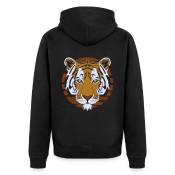 Tiger motif - Unisex Premium Organic Zip Hoodie - black - Back - Nico (187cm)