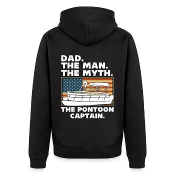 Dad the man the myth the pontoon captain - Unisex Premium Organic Zip Hoodie - black - Back - Nico (187cm)