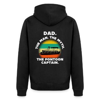 Dad the man the myth the pontoon captain - Unisex Premium Organic Zip Hoodie - black - Back - Nico (187cm)