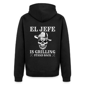 El Jefe Is grilling, funny mexican dad grilling - Unisex Premium Organic Zip Hoodie - black - Back - Nico (187cm)