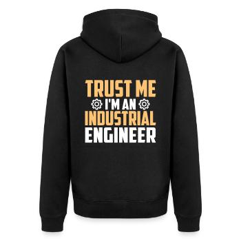 Trust Me I Am An Industrial Engineer - Unisex Premium Bio Zip Hoodie - Schwarz - Hinten - Nico (187cm)