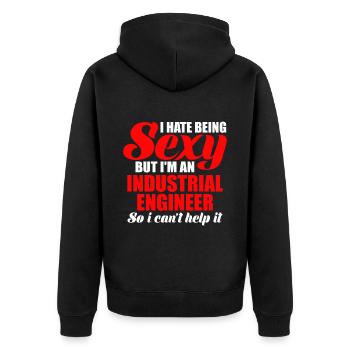 Je déteste être sexy mais je suis ingénieur - Veste à capuche bio Premium Unisexe - noir - Dos - Nico (187cm)