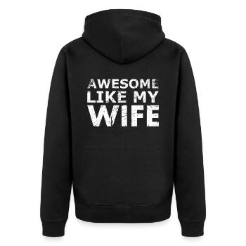 Fantastisch Wie Mein Ehefrau-design Für Ehemänner - Unisex Premium Bio Zip Hoodie - Schwarz - Hinten - Nico (187cm)