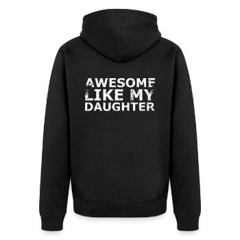 Fantastisch Wie Mein Tochter-design Für Papa Oder - Unisex Premium Bio Zip Hoodie - Schwarz - Hinten - Nico (187cm)