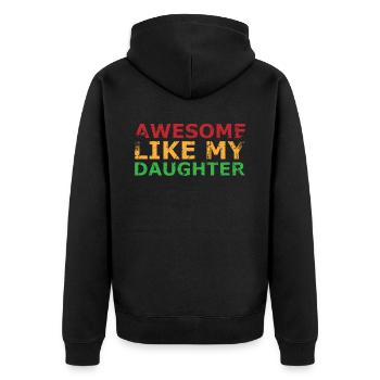 Fantastisch Wie Mein Tochter-design Für Papa Oder - Unisex Premium Bio Zip Hoodie - Schwarz - Hinten - Nico (187cm)