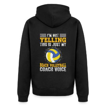 Ich Schreie Nicht - Beachvolleyball-Trainer - Unisex Premium Bio Zip Hoodie - Schwarz - Hinten - Nico (187cm)