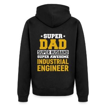 Super Dad Husband Industrial Engineer - Unisex Premium Bio Zip Hoodie - Schwarz - Hinten - Nico (187cm)