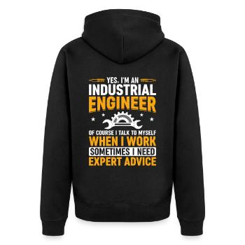Yes I Am An Industrial Engineer - Unisex Premium Bio Zip Hoodie - Schwarz - Hinten - Nico (187cm)