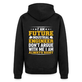 I Am A Future Industrial Engineer - Unisex Premium Bio Zip Hoodie - Schwarz - Hinten - Nico (187cm)