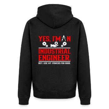 Yes I Am An Industrial Engineer - Unisex Premium Bio Zip Hoodie - Schwarz - Hinten - Nico (187cm)