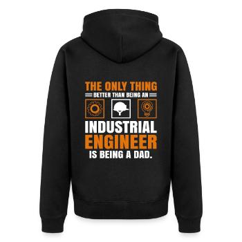 Industrial Engineer Dad - Unisex Premium Bio Zip Hoodie - Schwarz - Hinten - Nico (187cm)
