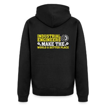 Industrial Engineers Make The World - Unisex Premium Bio Zip Hoodie - Schwarz - Hinten - Nico (187cm)