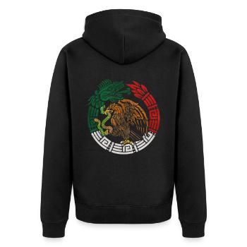 Quetzalcoatl Ouroboros Aztekische Gefiederte Schla - Unisex Premium Bio Zip Hoodie - Schwarz - Hinten - Nico (187cm)